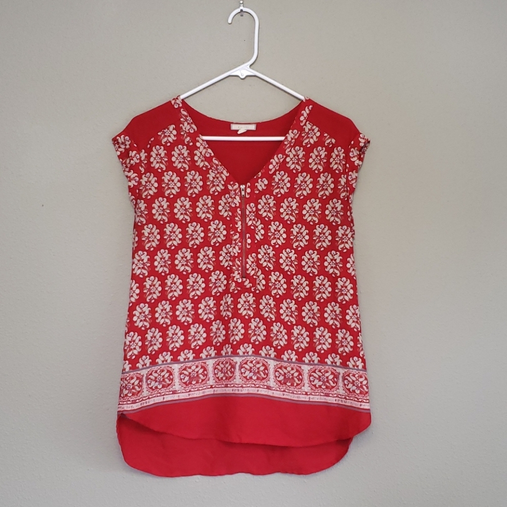 Red floral design blouse